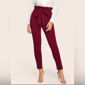 SHEIN Prive Paperbag Waist Form Fitted Pants